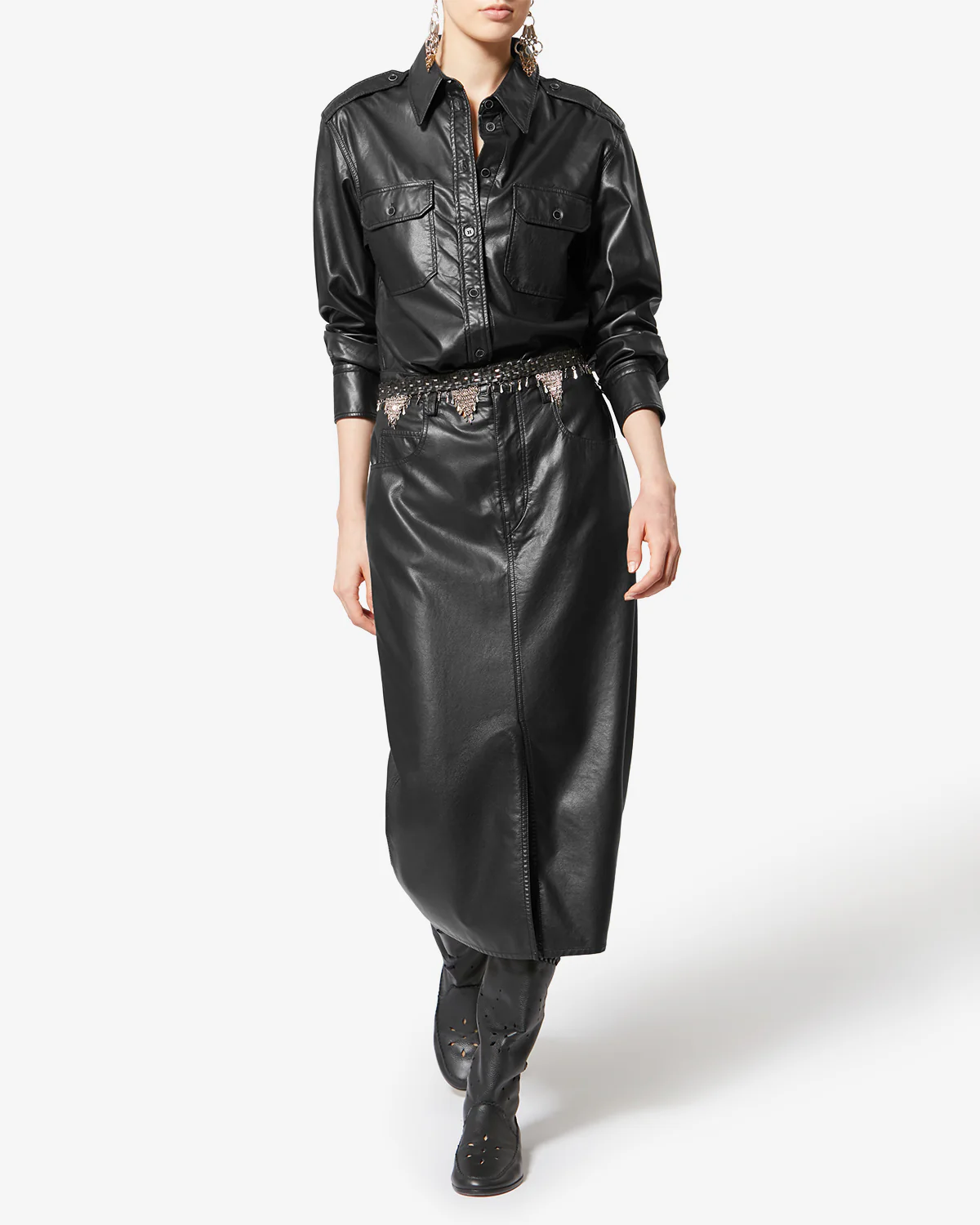 NILAURIA FAUX-LEATHER SKIRT - Image 4